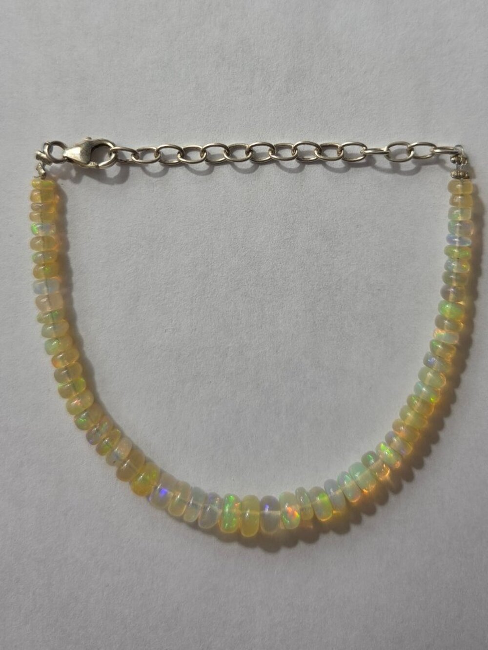 Ethiopian Welo Opal bead & Sterling Silver Bracelet -size 6" to 8"
